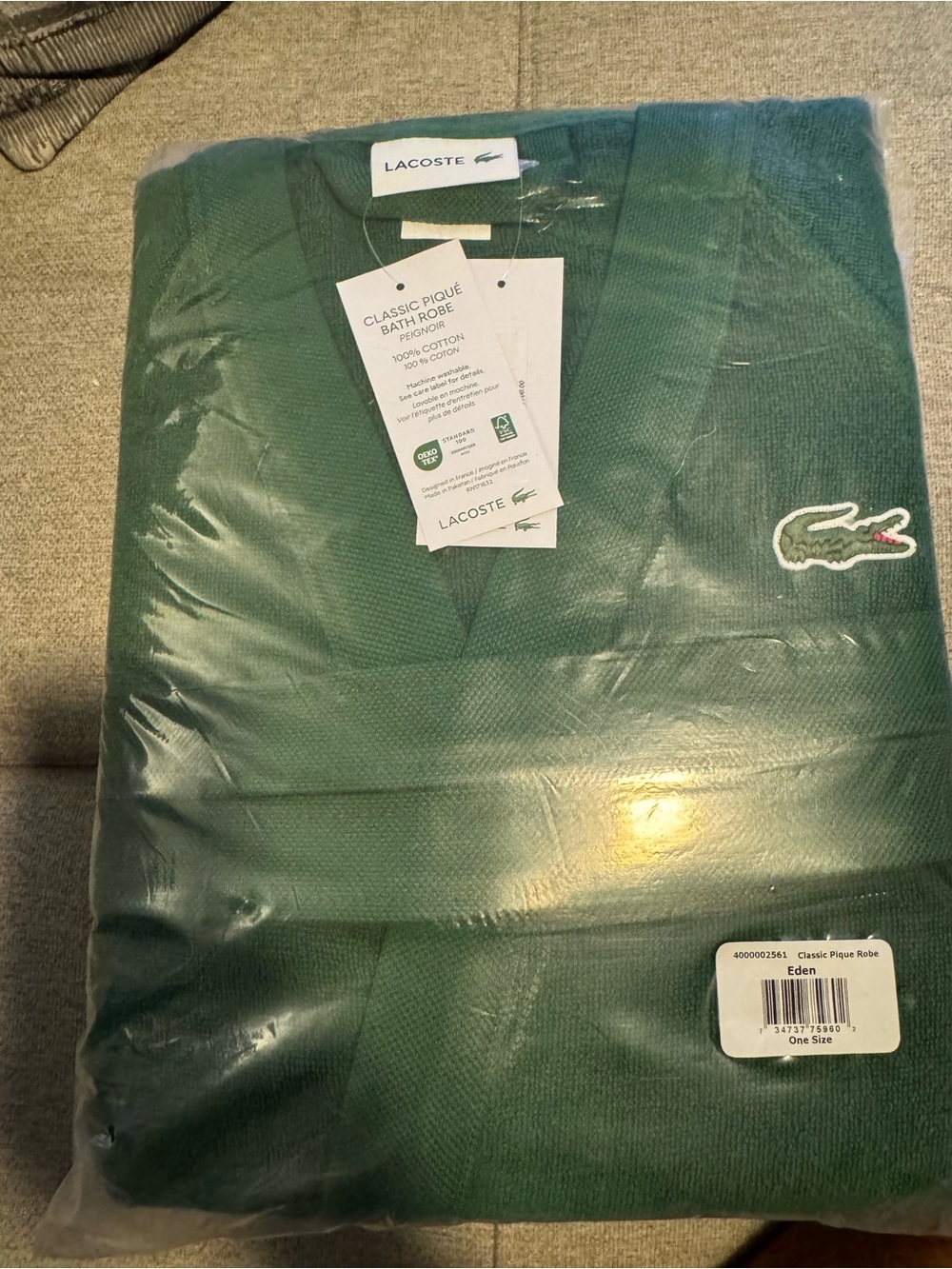 Lacoste unisex bath Robe - Picture 4 of 4